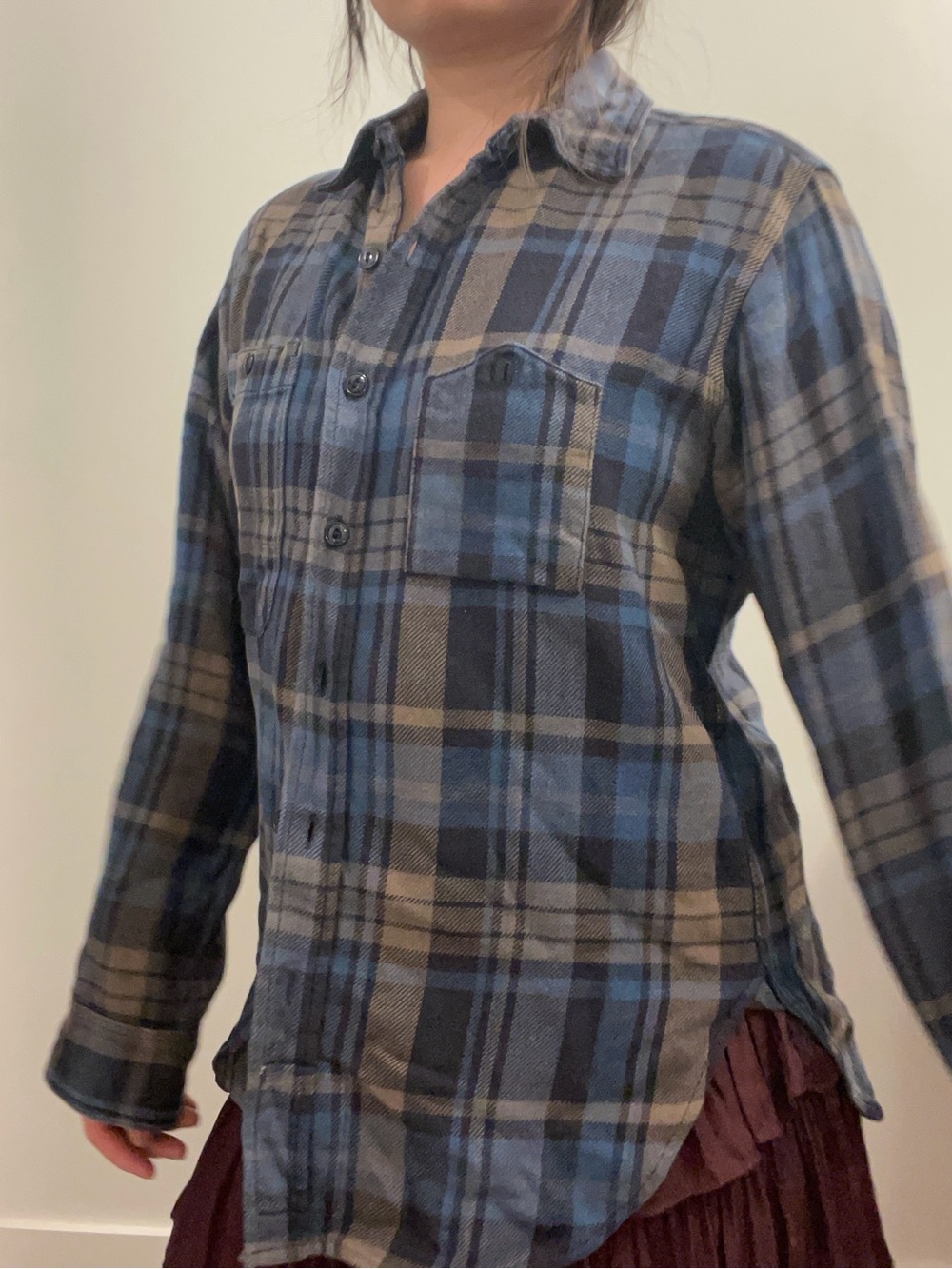Engineered Garments - Blue and Tan Plaid Button-Down Shirt - Casual Men's Style